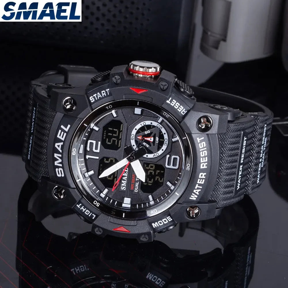 SMAEL 8007 Men's Outdoor Cool Dual Display Waterproof Glow Electronic Watch Outdoor Transparent Watch