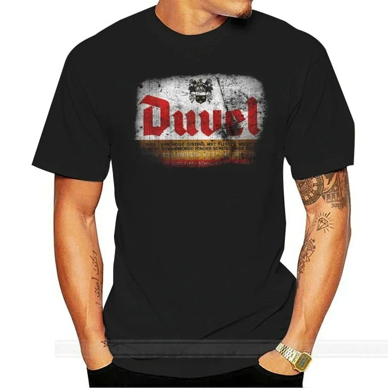 Duvel Beer Black T-Shirt Ships Fast High Quality cotton tshirt men summer fashion euro size mens designer clothes Round Collar