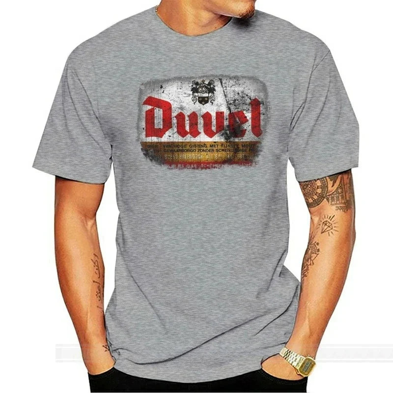 Duvel Beer Black T-Shirt Ships Fast High Quality cotton tshirt men summer fashion euro size mens designer clothes Round Collar