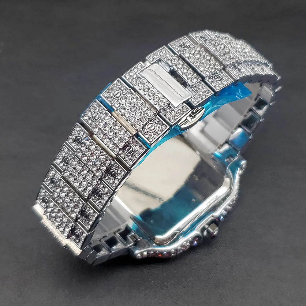 Dropshipping Quartz Men's Watches Luxury Fashion Diamond Watch With Calendar Hip Hop Full Iced Out Watches For Male Reloj Hombre