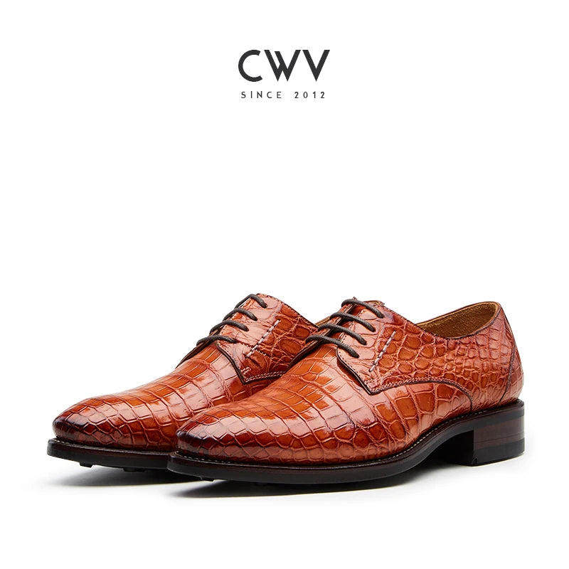 CWV Custom men dress shoes handmade men formal shoes crocodile business dress shoes England casual men crocodile leather shoes