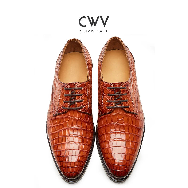 CWV Custom men dress shoes handmade men formal shoes crocodile business dress shoes England casual men crocodile leather shoes