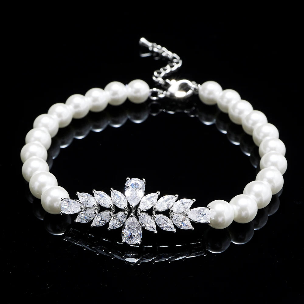 TIRIM Pearl Necklace Jewelry Sets for Women Cubic Zirconia Necklace Set Party Engagement Dress Suits Dubai Jewelry Dubai