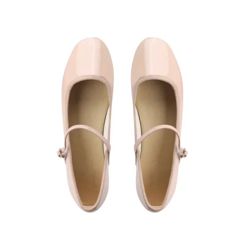 Zapatillas French Flat Bottomed Women Shoe Autumn Shallow Cut Mary Jane Shoe One Line Leather Shoe Ballet Single Shoe Women Shoe