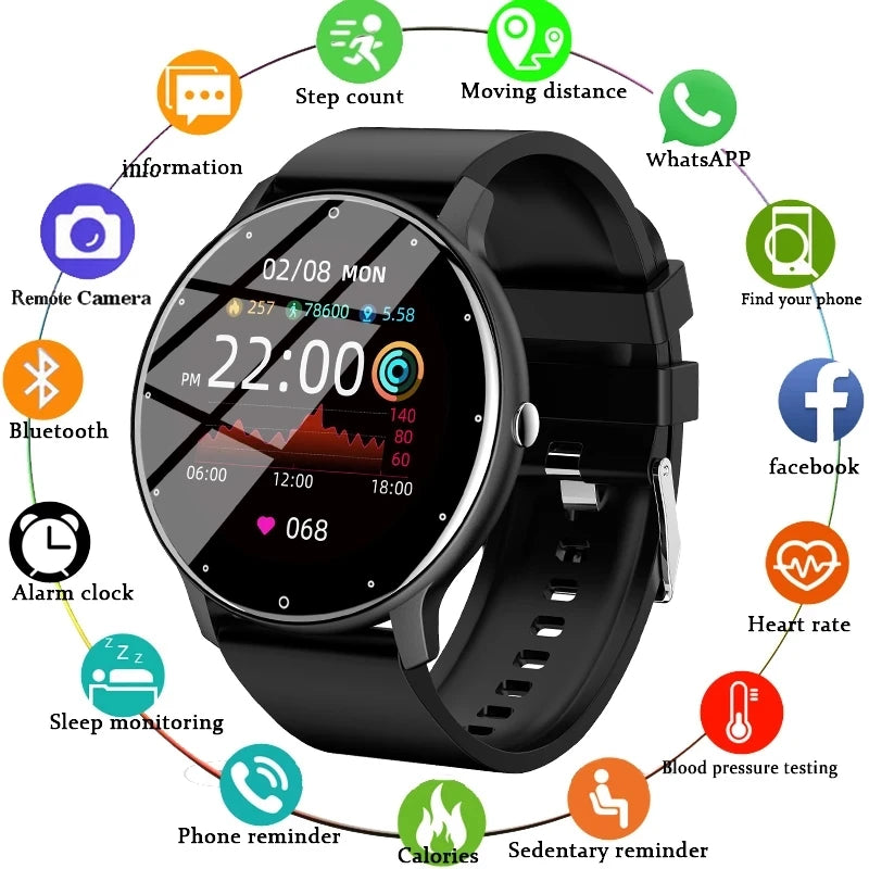 LIGE 2024 New Smart Watch Men Full Touch Screen Sport Fitness Watch IP67 Waterproof Bluetooth For Android ios smartwatch Men+box