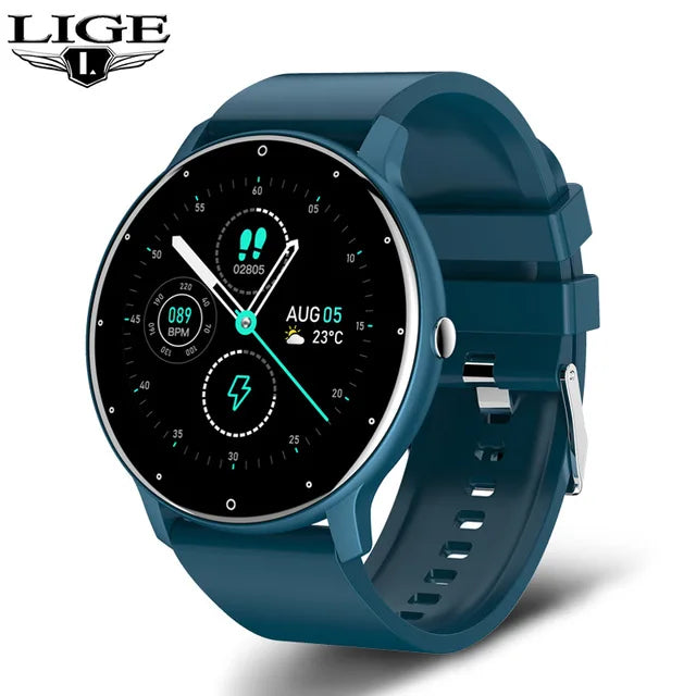 LIGE 2024 New Smart Watch Men Full Touch Screen Sport Fitness Watch IP67 Waterproof Bluetooth For Android ios smartwatch Men+box