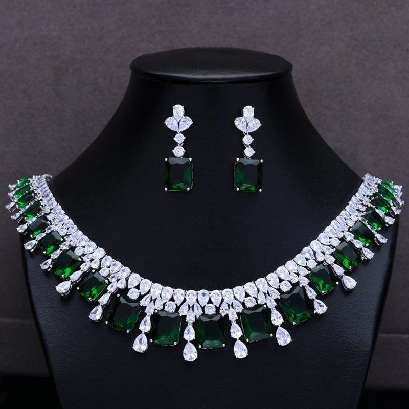 Missvikki Luxury 4PCS Necklace Bracelet Earrings Ring Sets for Women Wedding Naija Bridal Cubic Zirconia Dubai Dress Jewelry Set