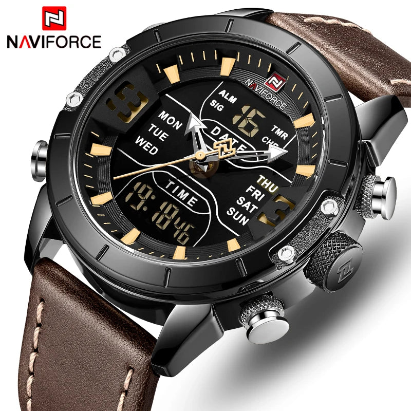 NAVIFORCE Watch Men Top Luxury Brand Leather Waterproof Quartz Wristwatches Military Sport Men’s Watches Date Relogio Masculino