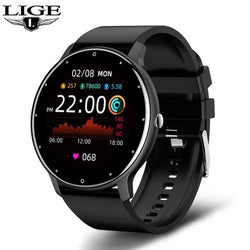 LIGE 2021 New Smart Watch Men Full Touch Screen Sport Fitness Watch IP67 Waterproof Bluetooth For Android ios smartwatch Men+box