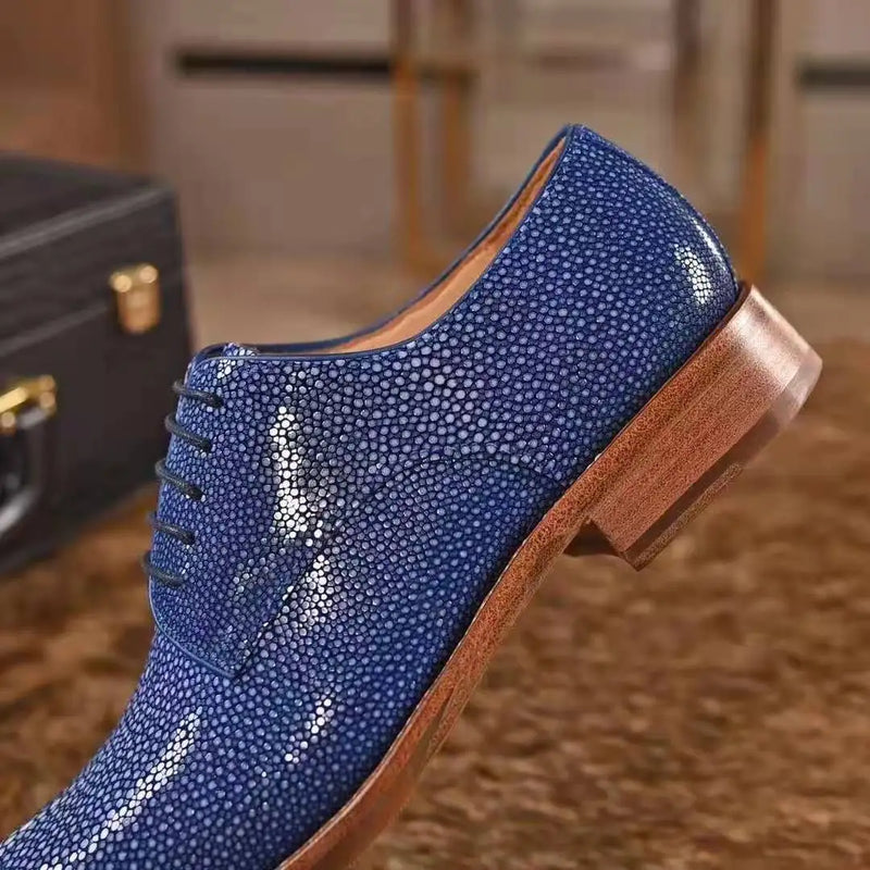 Genuine Stingray fish skin men business official shoe with cow skin shoe sole and lining brown color 2021 new shoes best quality