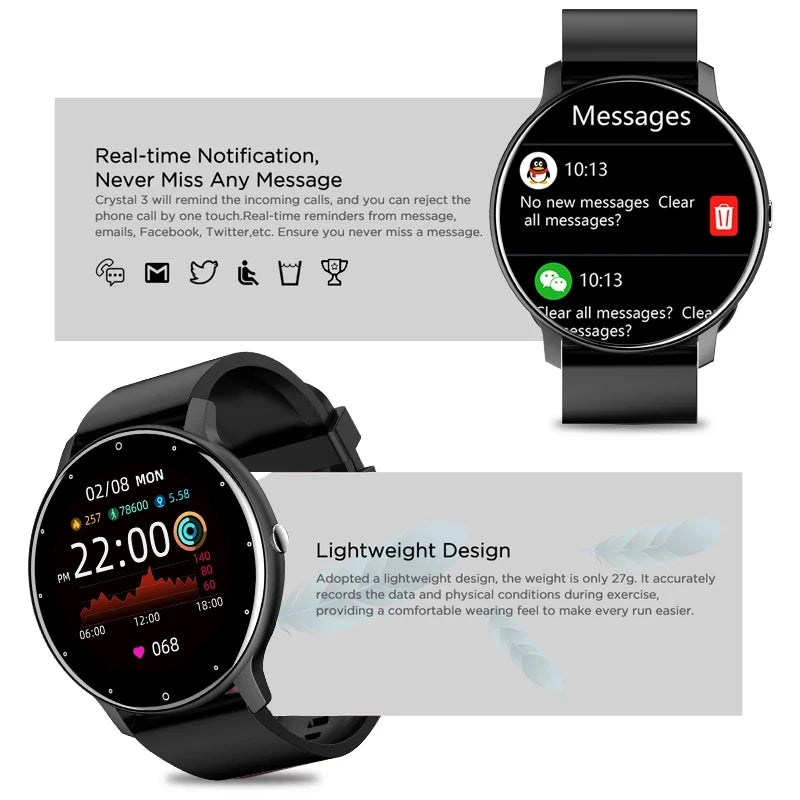 LIGE 2024 New Smart Watch Men Full Touch Screen Sport Fitness Watch IP67 Waterproof Bluetooth For Android ios smartwatch Men+box