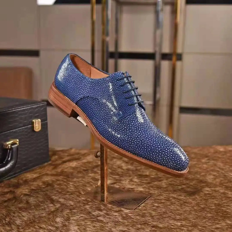 Genuine Stingray fish skin men business official shoe with cow skin shoe sole and lining brown color 2021 new shoes best quality