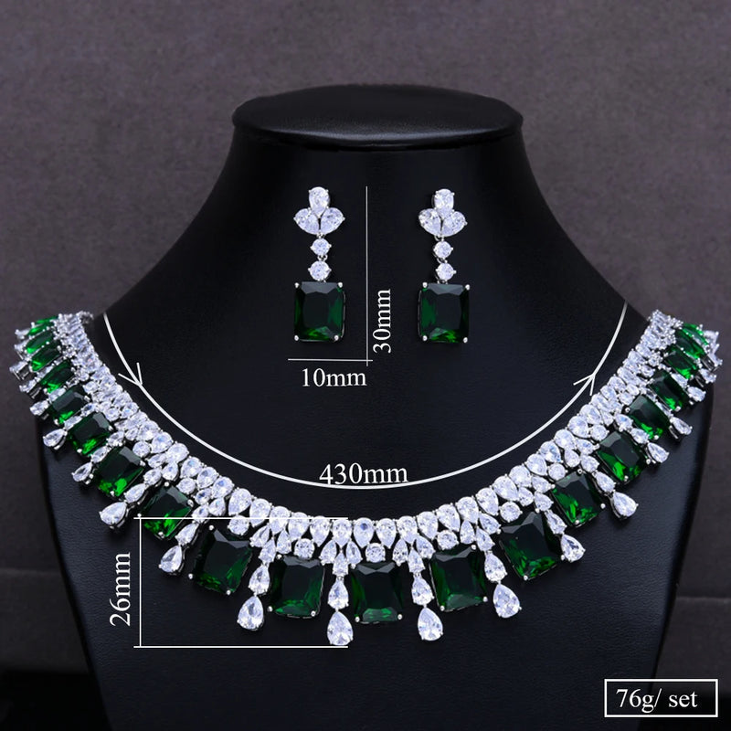 Missvikki Luxury 4PCS Necklace Bracelet Earrings Ring Sets for Women Wedding Naija Bridal Cubic Zirconia Dubai Dress Jewelry Set