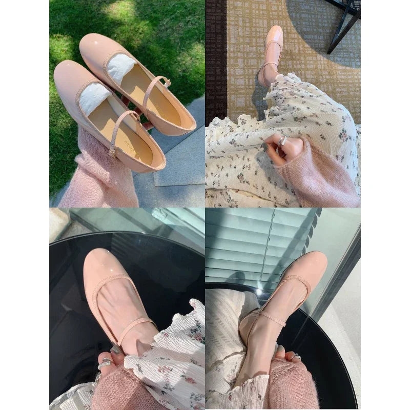 Zapatillas French Flat Bottomed Women Shoe Autumn Shallow Cut Mary Jane Shoe One Line Leather Shoe Ballet Single Shoe Women Shoe