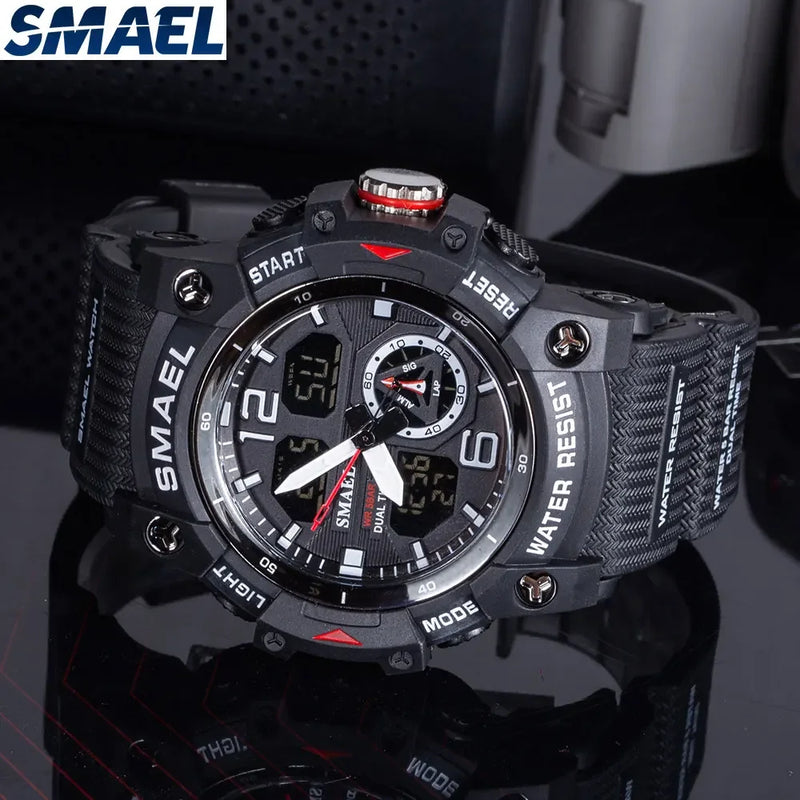 SMAEL 8007  Men's Outdoor Cool Dual Display Waterproof Glow Electronic Watch Outdoor Transparent Watch