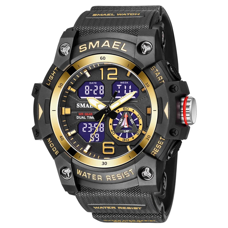 SMAEL 8007  Men's Outdoor Cool Dual Display Waterproof Glow Electronic Watch Outdoor Transparent Watch