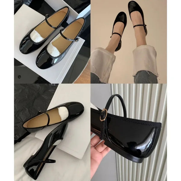 Zapatillas French Flat Bottomed Women Shoe Autumn Shallow Cut Mary Jane Shoe One Line Leather Shoe Ballet Single Shoe Women Shoe