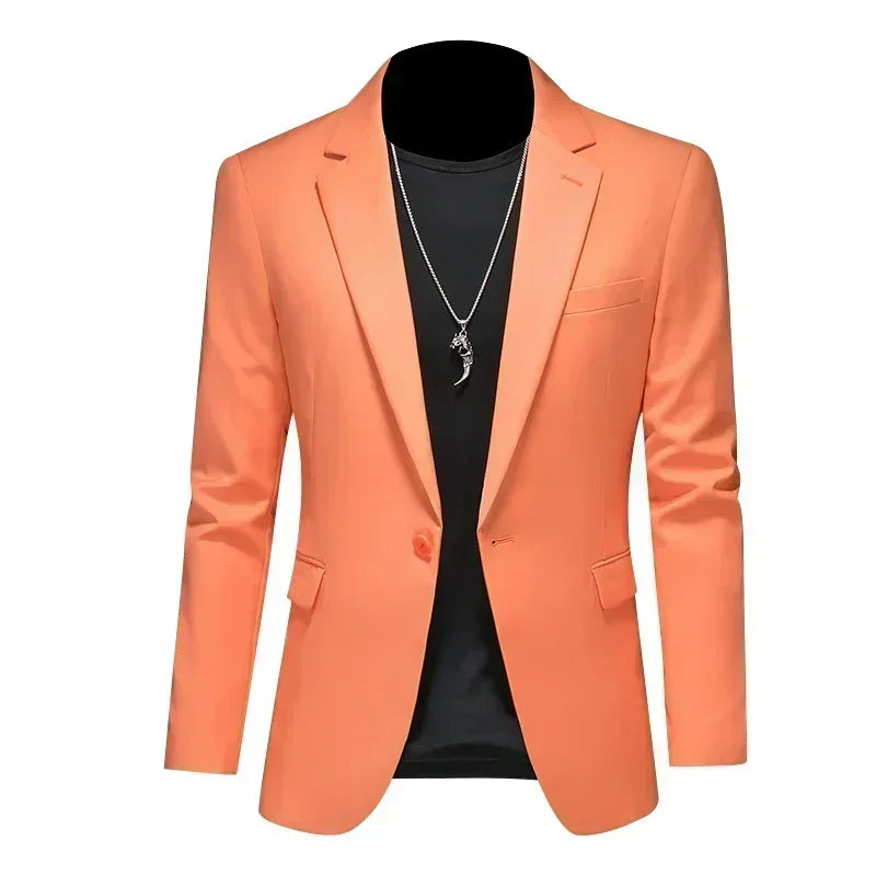 Fashion Men's Business Casual Blazer Black White Red Green Solid Color Slim Fit Jacket Wedding Groom Party Suit Coat M-6XL