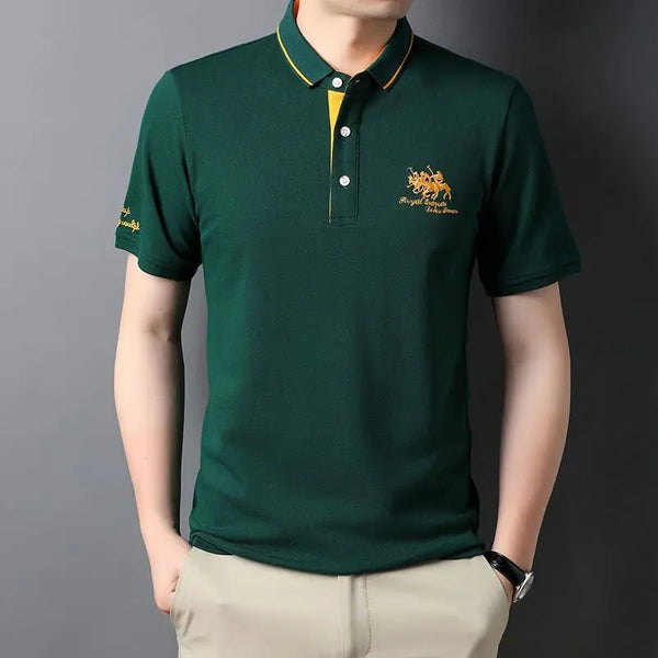 Fashion Men Summer Short Sleeve Polo Shirts Streetwear Business Office Lapel Male Clothes Korean Loose Embroidery Casual Tops
