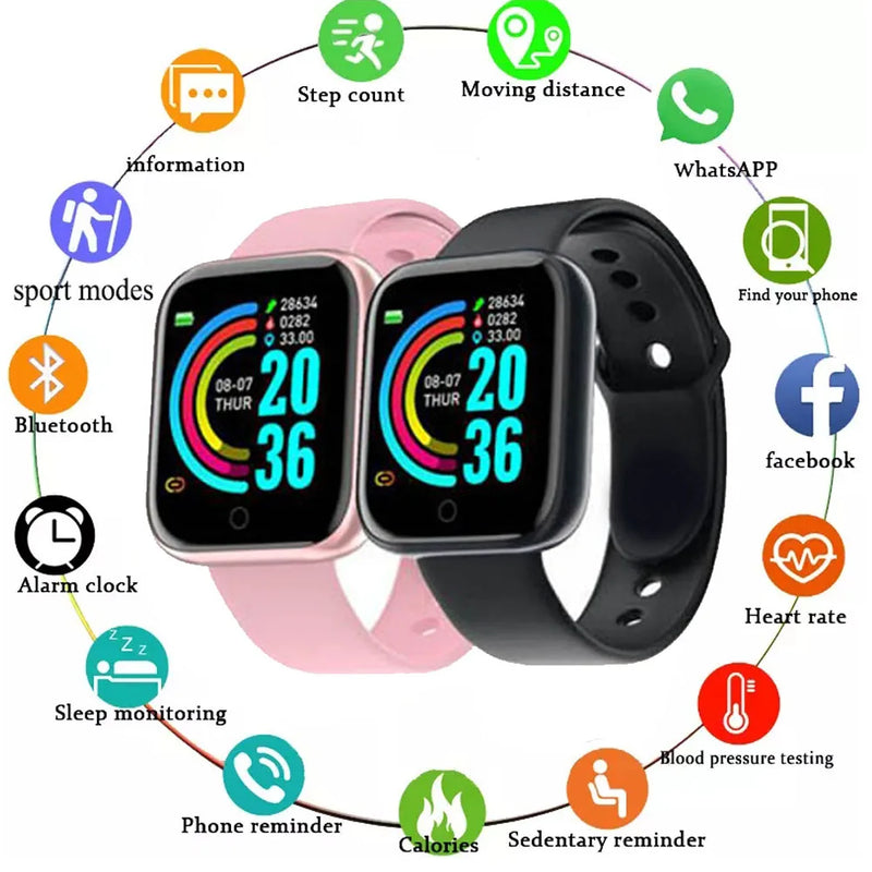 Y68 Smart Sport Watches Women Men Fitness Bracelet Tracker Steps Calorie Health Monitor Bluetooth Wristwatch For Android IOS D20