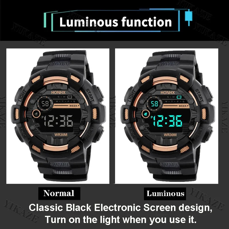 YIKAZE Y04 Men Sports Watch Simple Style Luminous Date Man Digital Watch Multifunctional Waterproof Smart Led Electronic Watches