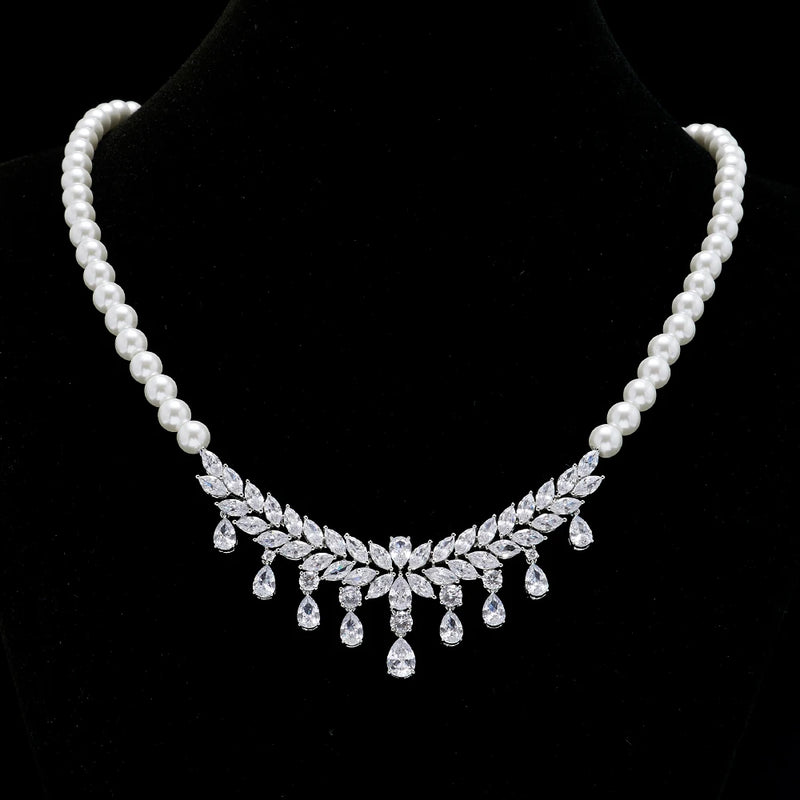 TIRIM Pearl Necklace Jewelry Sets for Women Cubic Zirconia Necklace Set Party Engagement Dress Suits  Dubai  Jewelry Dubai