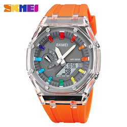 SKMEI Waterproof Men Watch Countdown Stopwatch Led Light Electronic Movement Wristwatch 5Alarm Clock 2 Time Digital Watches 2100