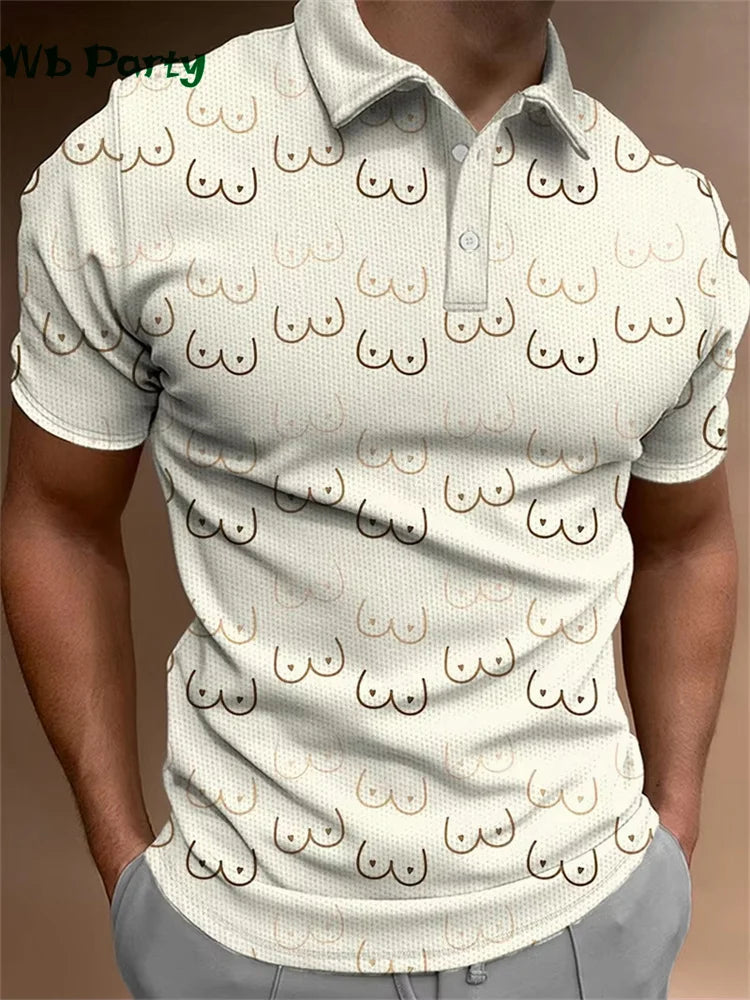 Simple Graphic T shirts Polo T shirt Men Lapel T-shirts for Men Fashion Casual Men's Shirts Mens Clothes Simple 3D Print Tops