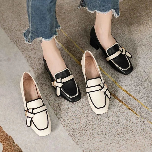 Туфли Женские Women Shoes French Thick Heeled Loafers Shoes Women Autumn Trend Retro Leather Shoes with High Heels Single Shoe