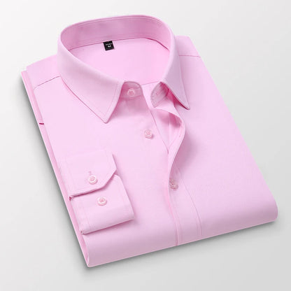 TFETTERS Pink Shirt Men Spring Autumn Mens Long Sleeve Business Shirt  Polyester Slim Fit  Formal Dress Shirts for Men Clothing