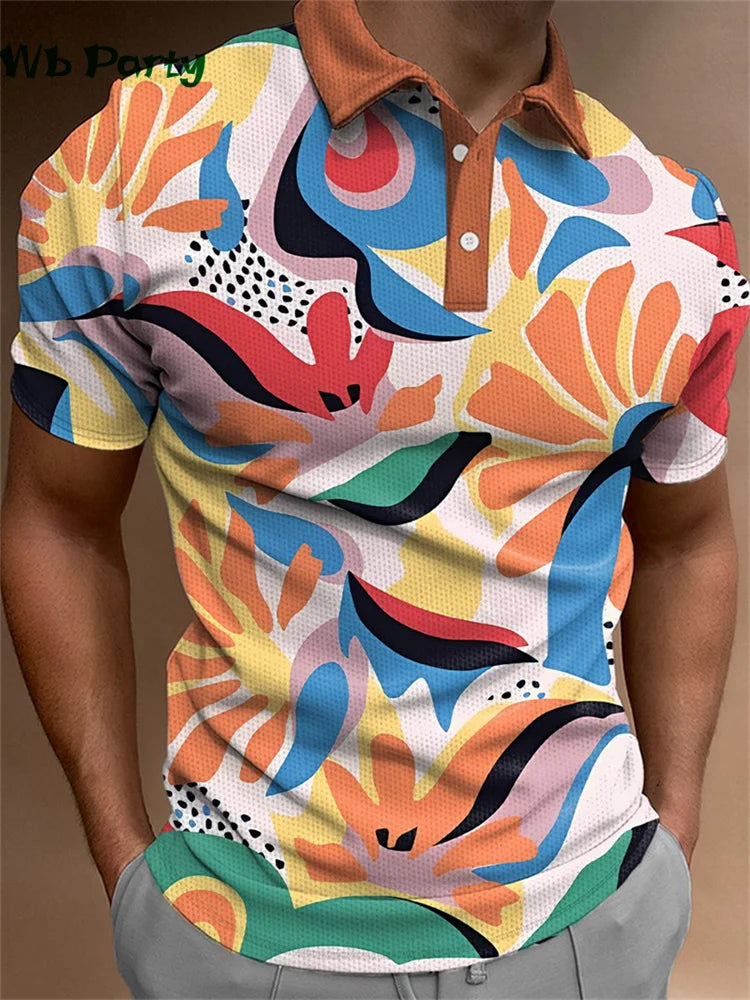 Simple Graphic T shirts Polo T shirt Men Lapel T-shirts for Men Fashion Casual Men's Shirts Mens Clothes Simple 3D Print Tops