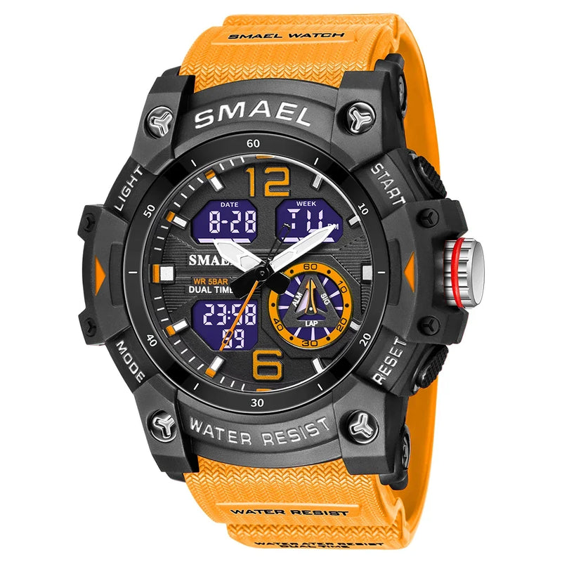 SMAEL 8007  Men's Outdoor Cool Dual Display Waterproof Glow Electronic Watch Outdoor Transparent Watch