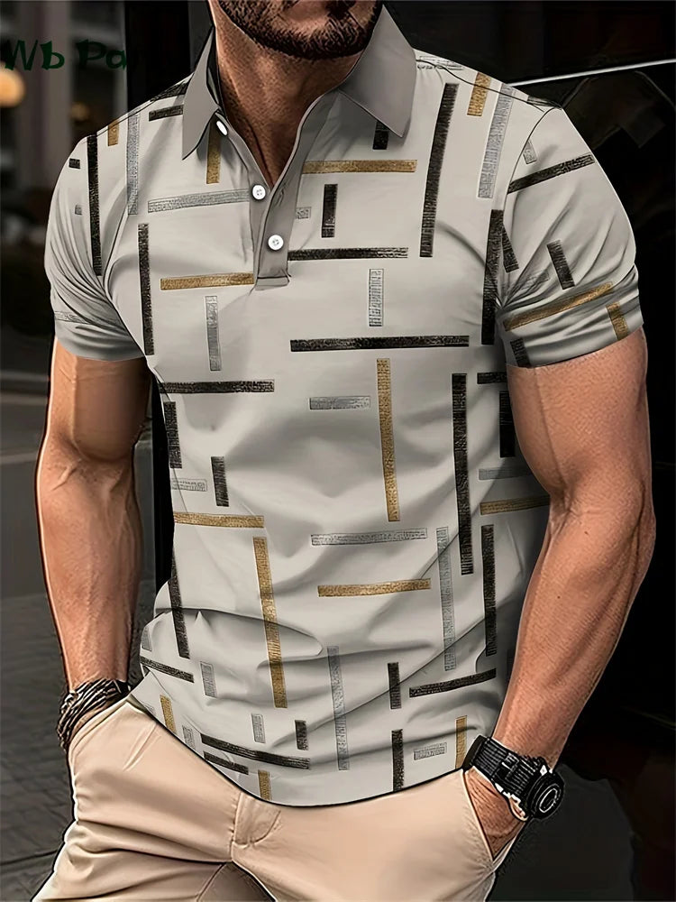 Simple Graphic T shirts Polo T shirt Men Lapel T-shirts for Men Fashion Casual Men's Shirts Mens Clothes Simple 3D Print Tops