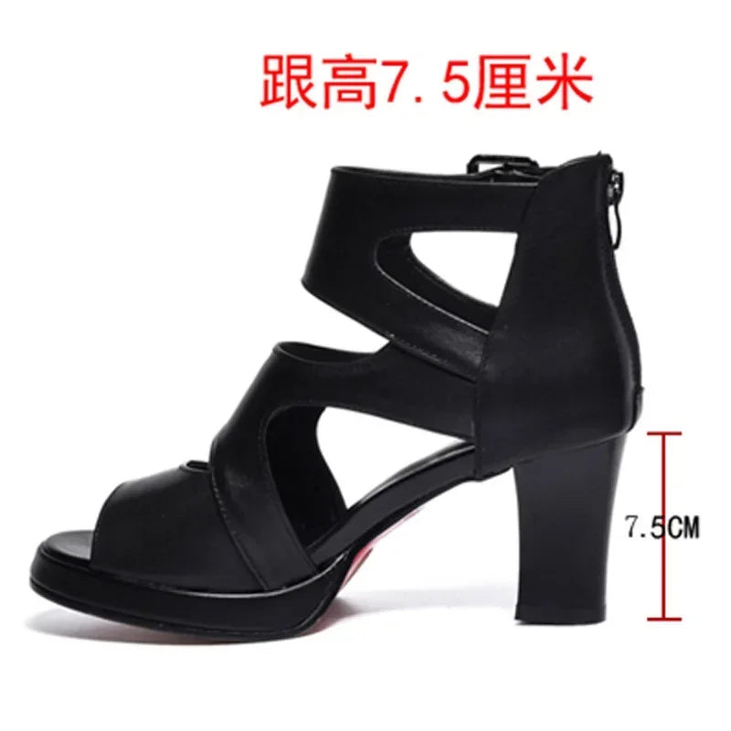 Fashion Peep Toe Rome Style Platform Sandals Women Party Shoes 2024 Summer Cut-Outs Thick Heels Gladiator Sandals Female Sandal