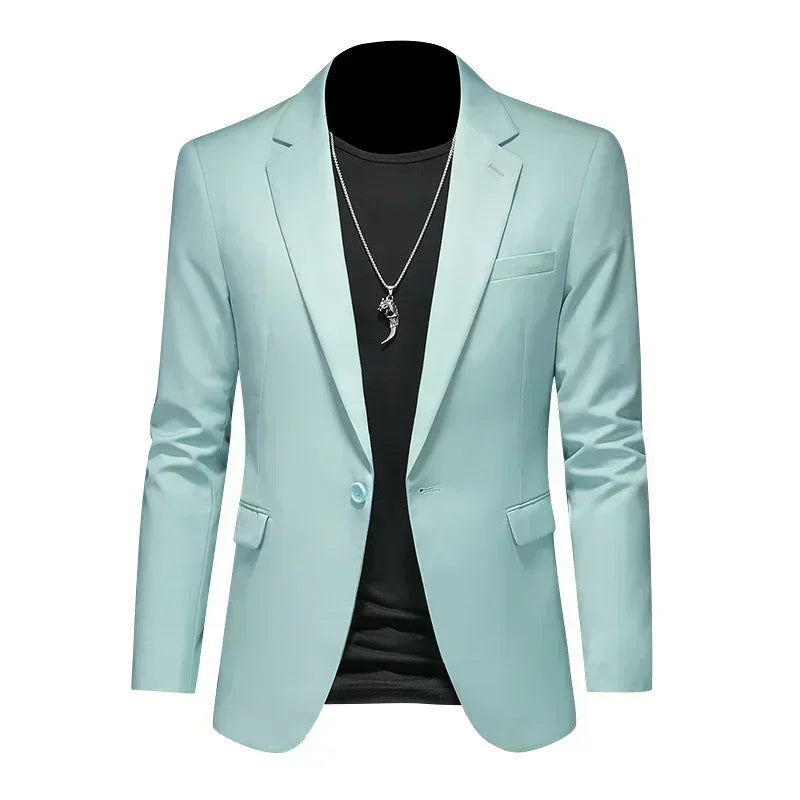 Fashion Men's Business Casual Blazer Black White Red Green Solid Color Slim Fit Jacket Wedding Groom Party Suit Coat M-6XL