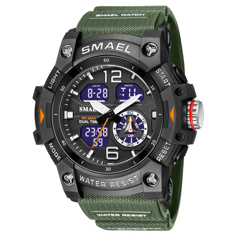 SMAEL 8007  Men's Outdoor Cool Dual Display Waterproof Glow Electronic Watch Outdoor Transparent Watch