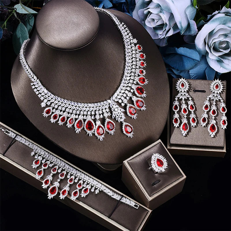 Wedding Studio Bridal Jewelry Set 4 Pieces for Women Noble Luxury Fashion Dresses Decoration Accessories