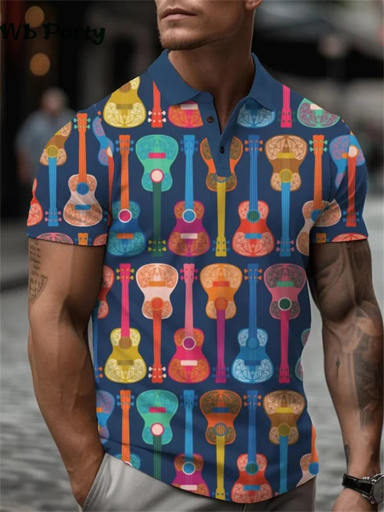 Simple Graphic T shirts Polo T shirt Men Lapel T-shirts for Men Fashion Casual Men's Shirts Mens Clothes Simple 3D Print Tops