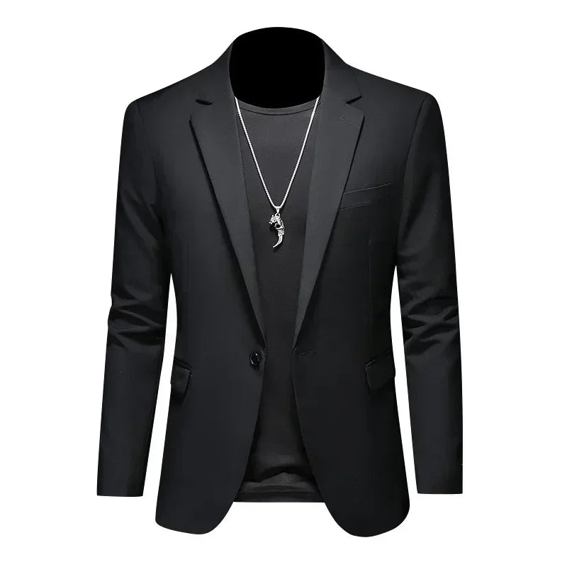 Fashion Men's Business Casual Blazer Black White Red Green Solid Color Slim Fit Jacket Wedding Groom Party Suit Coat M-6XL