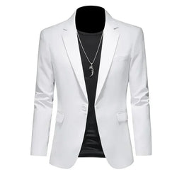 Fashion Men's Business Casual Blazer Black White Red Green Solid Color Slim Fit Jacket Wedding Groom Party Suit Coat M-6XL