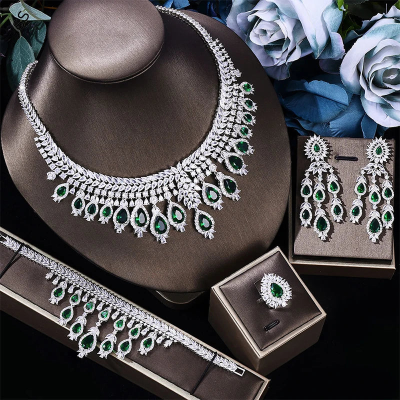 Wedding Studio Bridal Jewelry Set 4 Pieces for Women Noble Luxury Fashion Dresses Decoration Accessories