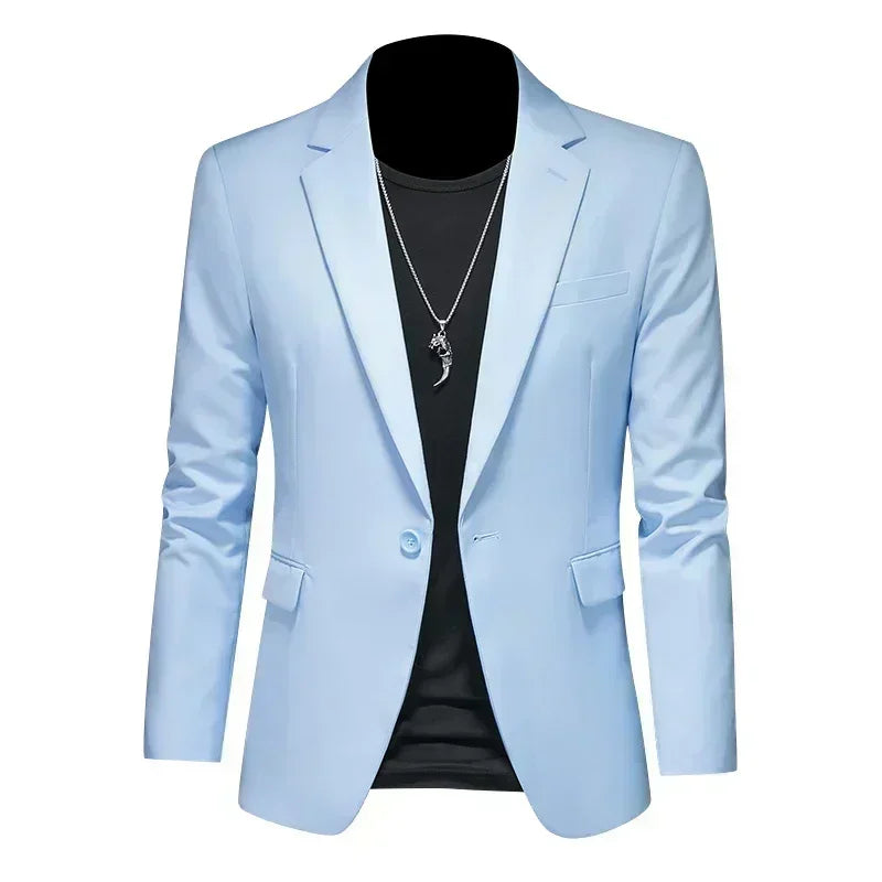 Fashion Men's Business Casual Blazer Black White Red Green Solid Color Slim Fit Jacket Wedding Groom Party Suit Coat M-6XL