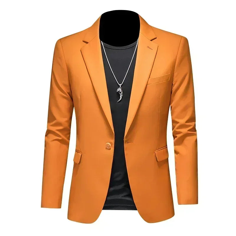 Fashion Men's Business Casual Blazer Black White Red Green Solid Color Slim Fit Jacket Wedding Groom Party Suit Coat M-6XL