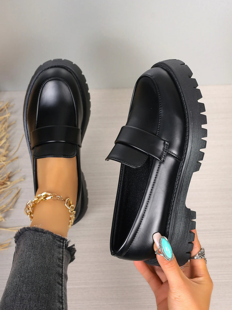 Large Size Loafers Women Platform Flats Spring New Designer Dress Elegant Shoes Walking Comfort Retro Single Shoes Zapatos Mujer