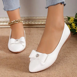 Women Casual Flats Shoes  New Bow Elegant Walking Shoes Spring Designer Brand Retro Dress Soft Sole Shoes Zapatillas Mujer