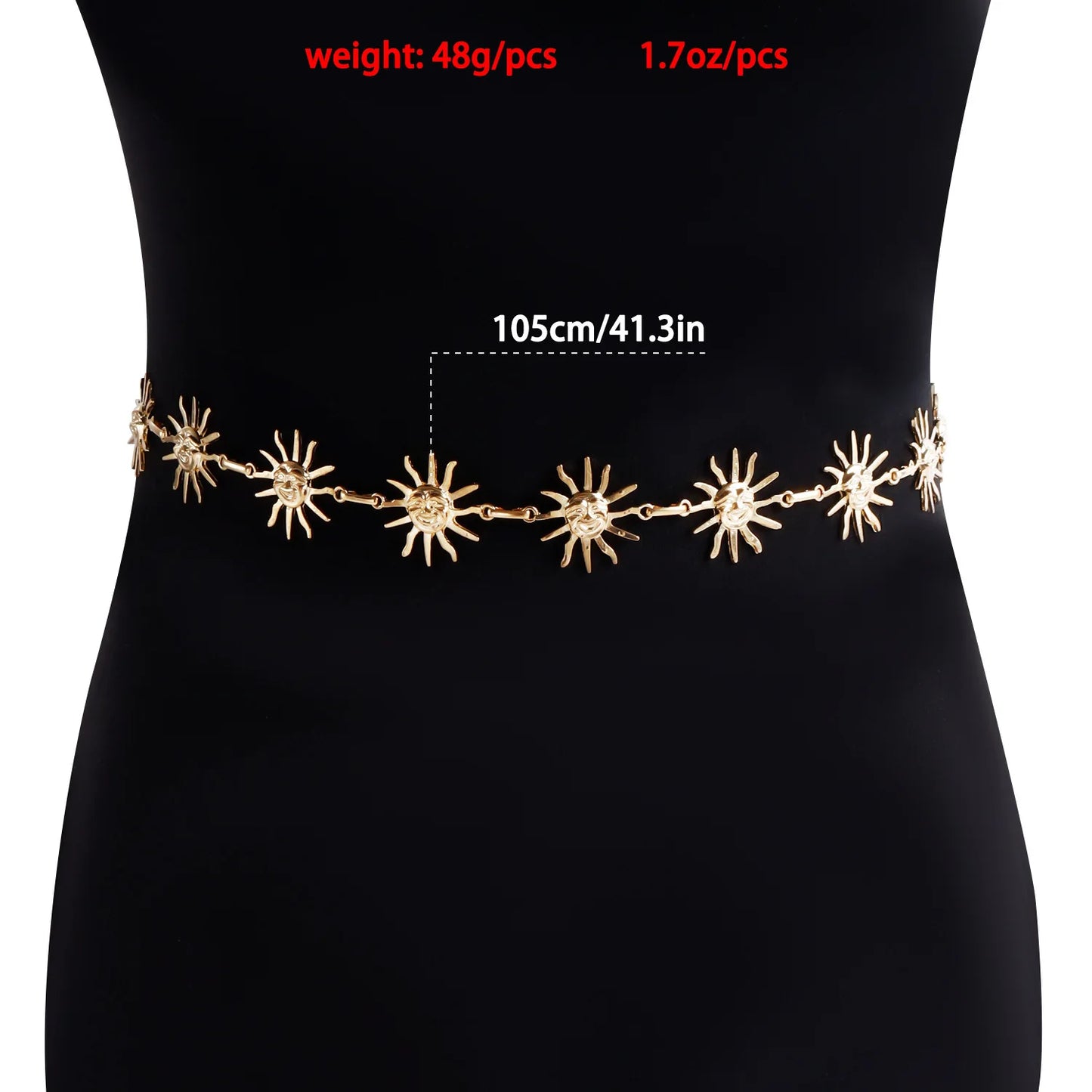 Punk Hip Hop Style All-match Waist Chain Sun Vintage Metal Womans Belt For Dress Vintage High Waist Chain Belt for Women