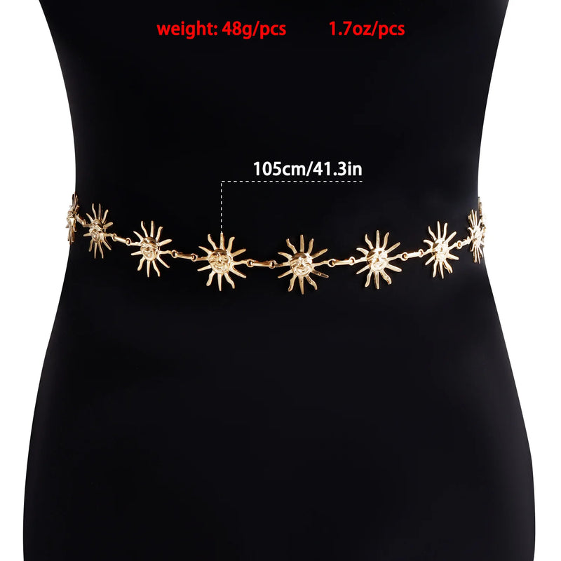Punk Hip Hop Style All-match Waist Chain Sun Vintage Metal Womans Belt For Dress Vintage High Waist Chain Belt for Women