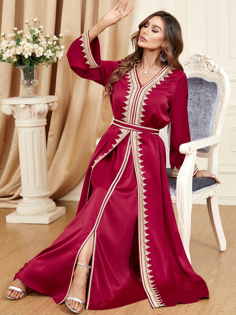 Dubai Abaya for Women Dress 2 Piece Set A-line Abayas Party Dress Kimono Morocco Kaftan Saudi Arab Vestidos Gown Kaftan Islamic