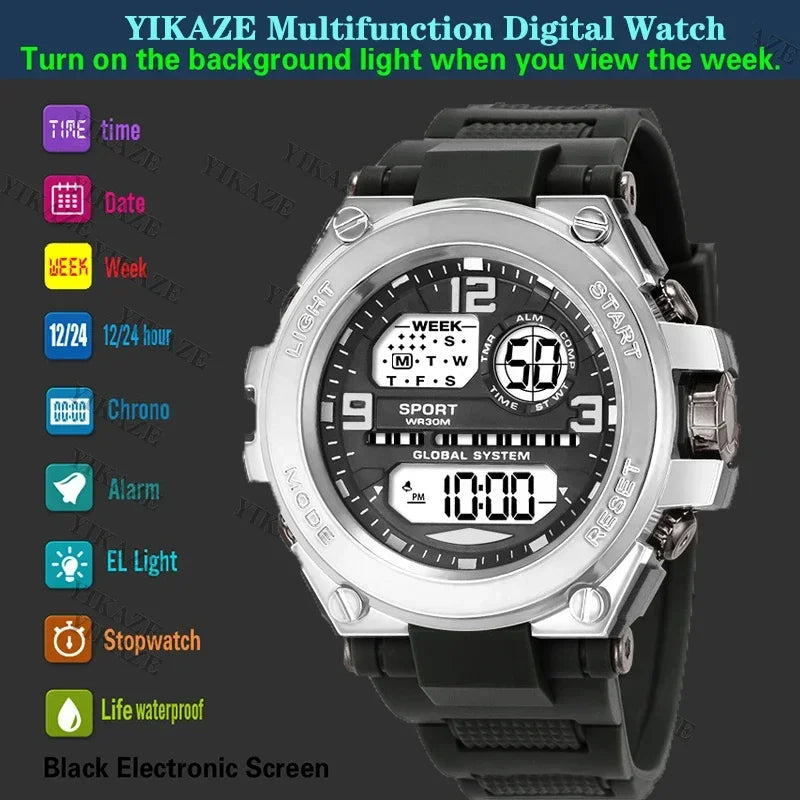 Men's Sports Watches 30M Waterproof Multifunction Clock Outdoor Military Digital Watch Smart Electronic Wristwatch for man Kids