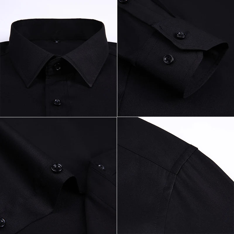 TFETTERS Pink Shirt Men Spring Autumn Mens Long Sleeve Business Shirt  Polyester Slim Fit  Formal Dress Shirts for Men Clothing